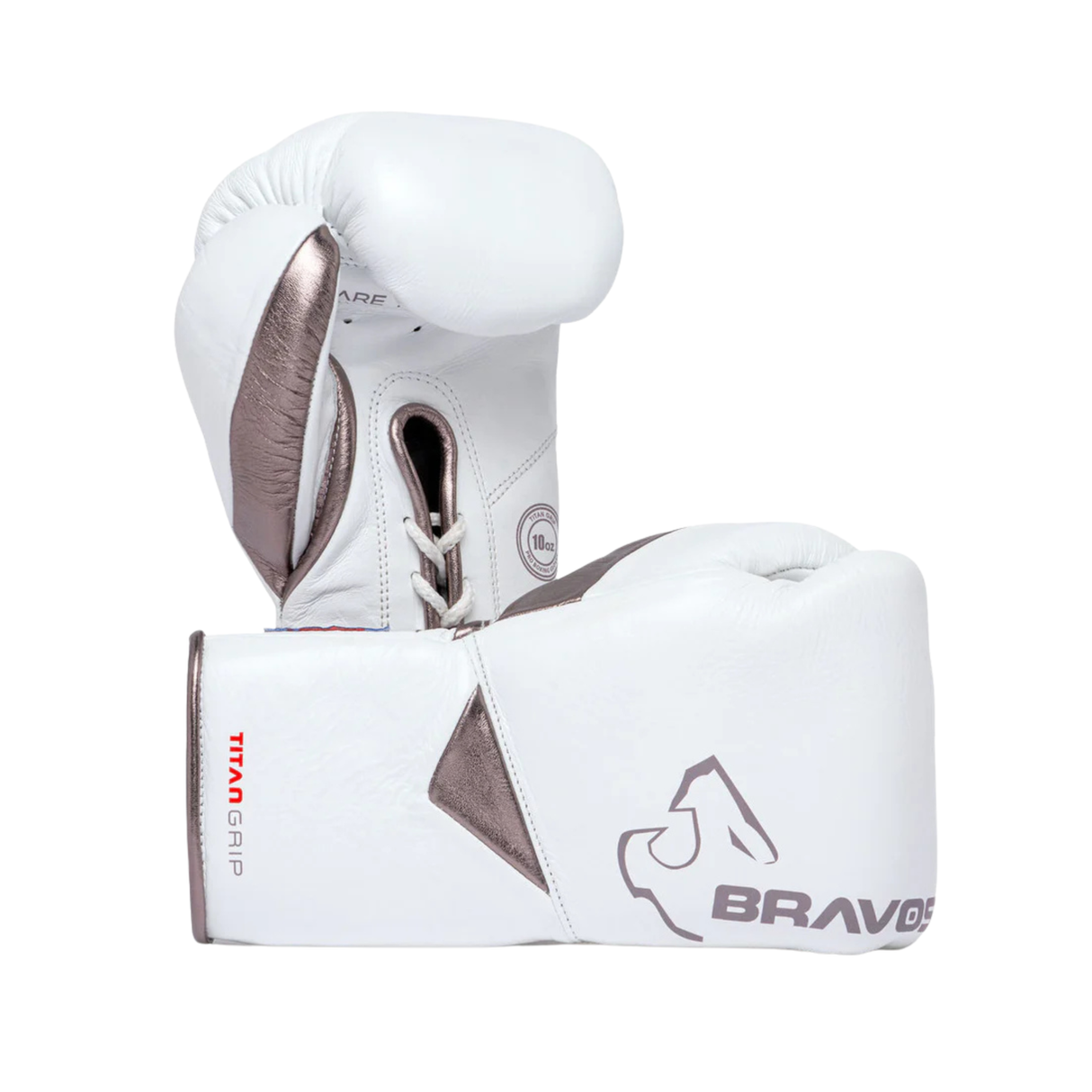 Bravose Titan Grip BBBOFC Horsehair Professional Fight Gloves White