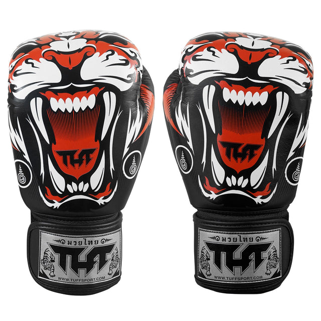 TUFF Sport Muay Thai Boxing Gloves Black Tiger