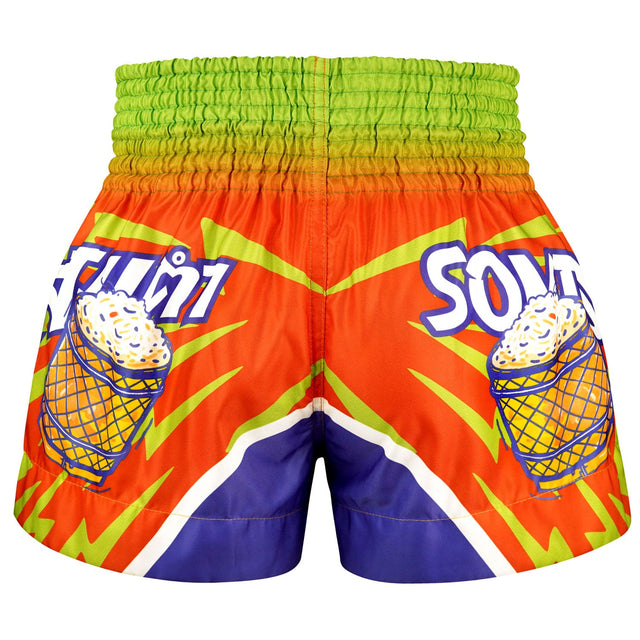 TUFF Sport MS001 Payak Som Tum Smash Muay Thai Shorts Red - side detail