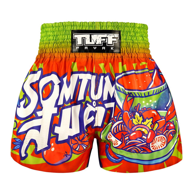 TUFF Sport MS001 Payak Som Tum Smash Muay Thai Shorts Red - front view