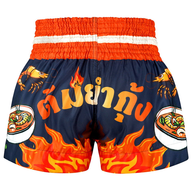 TUFF Sport MS002 Payak Tom Yum Power Muay Thai Shorts Navy Blue - side detail