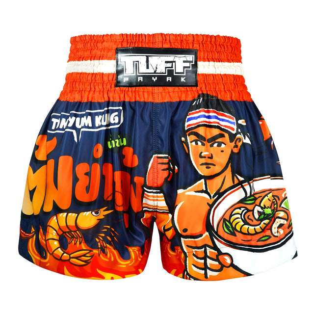 TUFF Sport MS002 Payak Tom Yum Power Muay Thai Shorts Navy Blue - front view