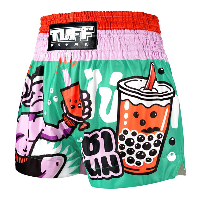TUFF Sport MS003 Payak Cha Nom Strike Muay Thai Shorts Green - back view