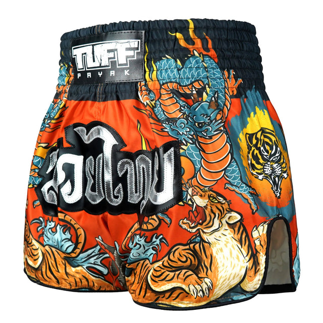 TUFF Sport RMS005 Payak The Eternal Duel Muay Thai Shorts Orange - back view