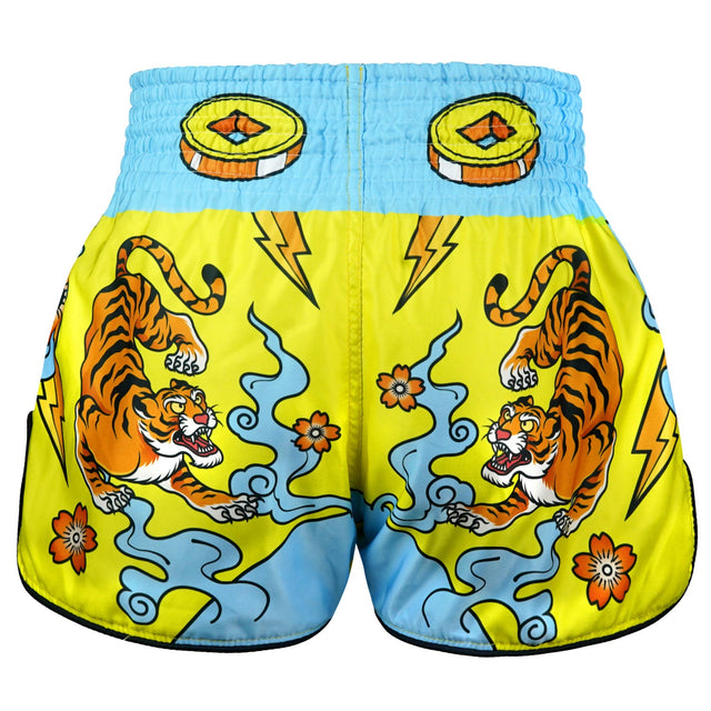 TUFF Sport RMS007 Payak Kabuki Beasts Muay Thai Shorts Yellow - side detail