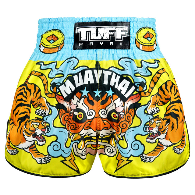 TUFF Sport RMS007 Payak Kabuki Beasts Muay Thai Shorts Yellow - front view