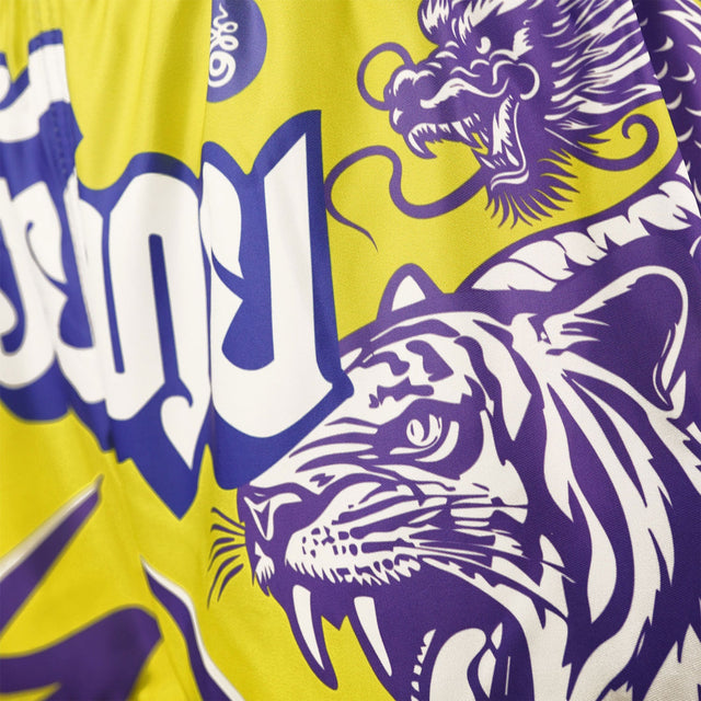 TUFF Sport RMS011 Payak The Wild Roar Muay Thai Shorts Yellow - fit and cut detail