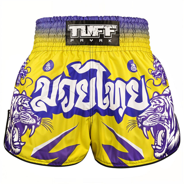 TUFF Sport RMS011 Payak The Wild Roar Muay Thai Shorts Yellow - front view