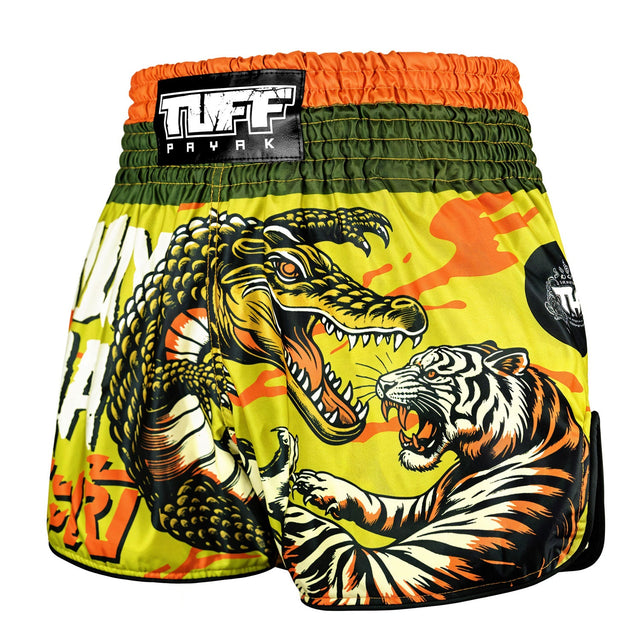 TUFF Sport RMS014 Payak Lord of the Deep Muay Thai Shorts Green - back view