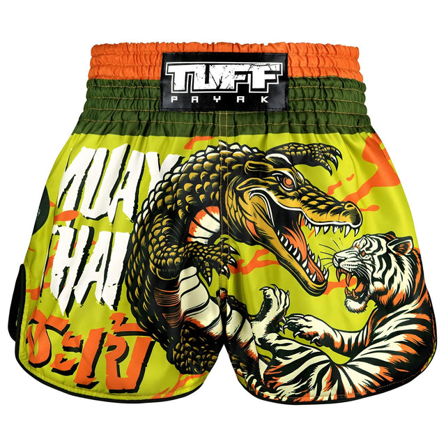 TUFF Sport RMS014 Payak Lord of the Deep Muay Thai Shorts Green - front view