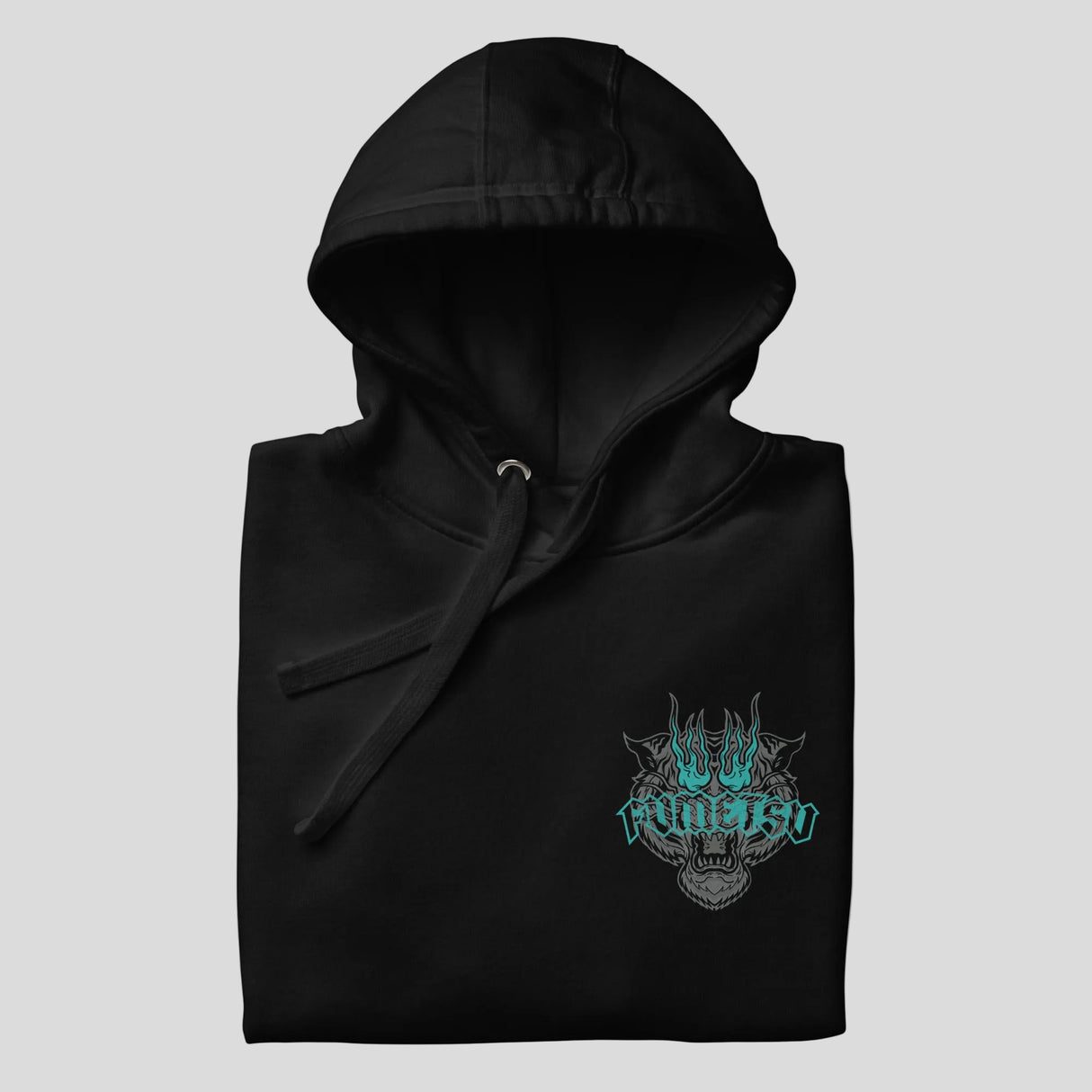 Fumetsu Inked - Tiger Hoodie Black/Teal Folded