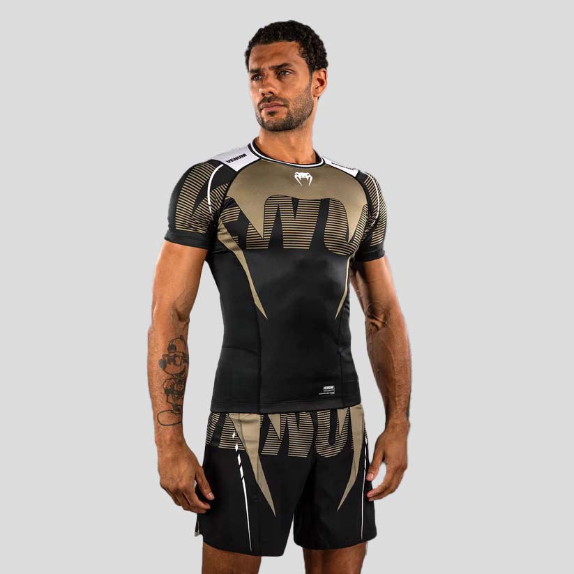 Venum Adrenaline Short Sleeve Rash Guard Black/Sand