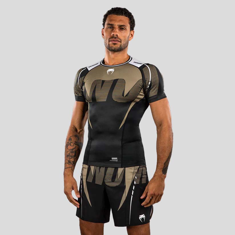 Venum Adrenaline Short Sleeve Rash Guard Black/Sand