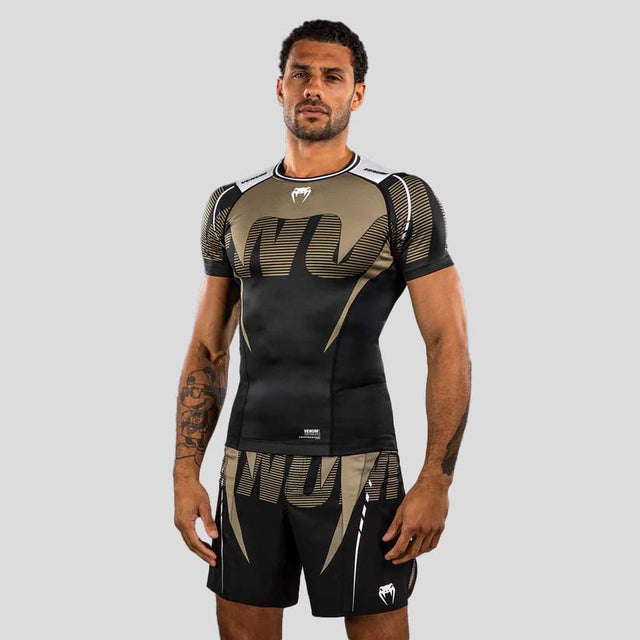 Venum Adrenaline Short Sleeve Rash Guard Black/Sand