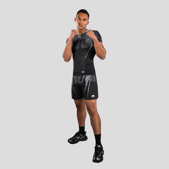 Venum Adrenaline Short Sleeve Rash Guard Black/Silver Grey