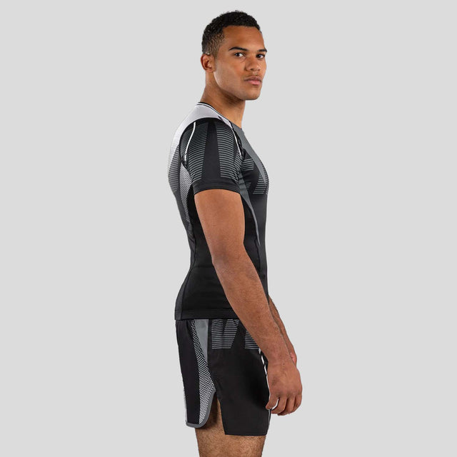 Venum Adrenaline Short Sleeve Rash Guard Black/Silver Grey