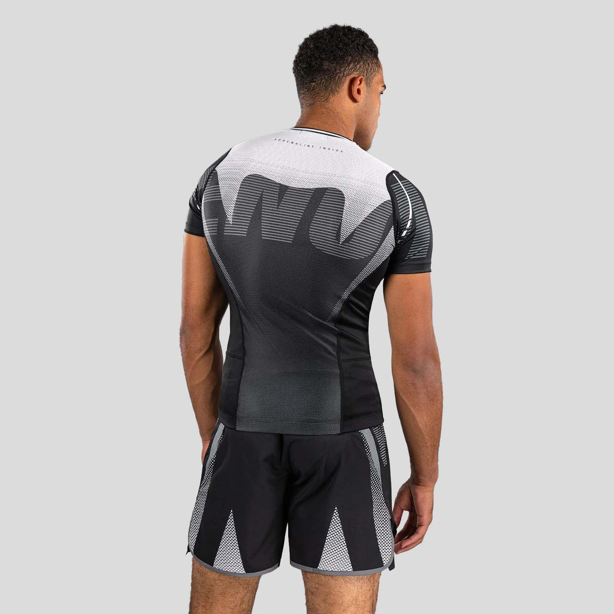Venum Adrenaline Short Sleeve Rash Guard Black/Silver Grey