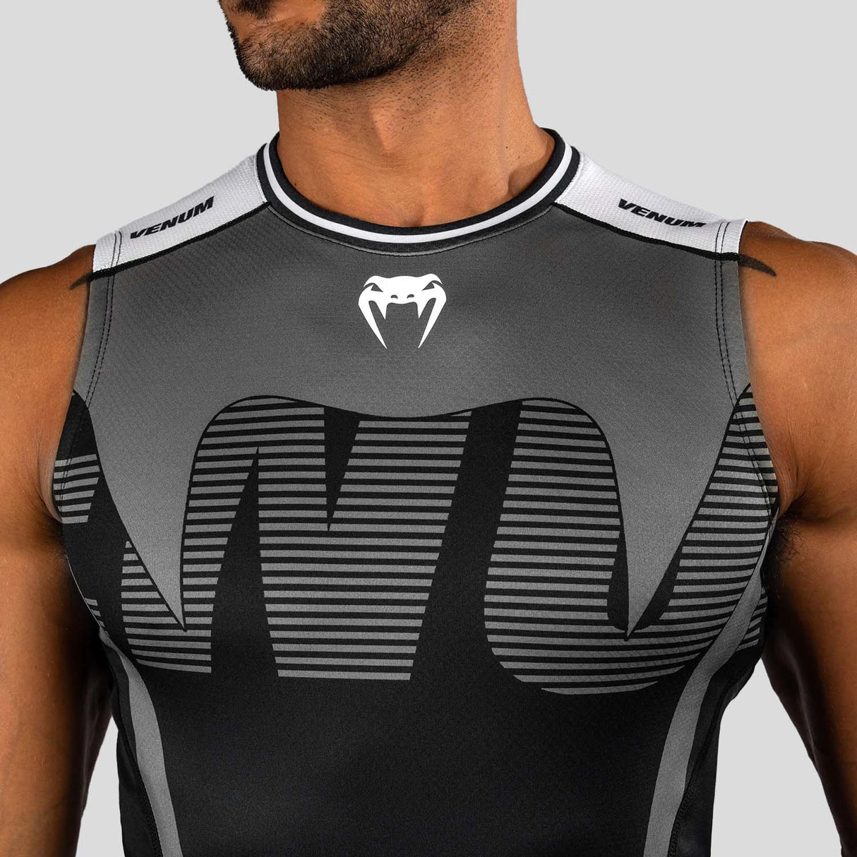 Venum Adrenaline Sleeveless Rash Guard Black/Silver Grey