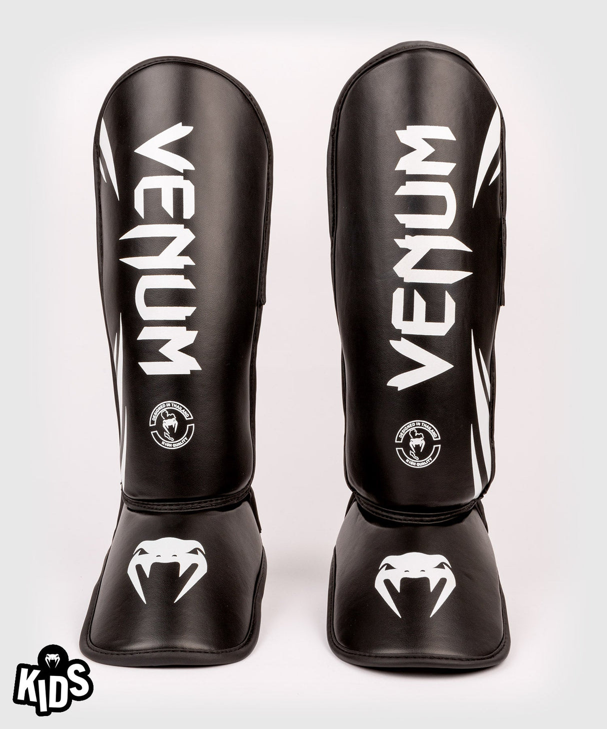 Venum Challenger Kids Shin Guards Black/White - front