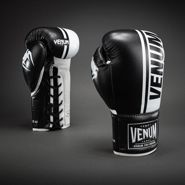 Venum Shield Pro Boxing Gloves with Laces Black/White - back