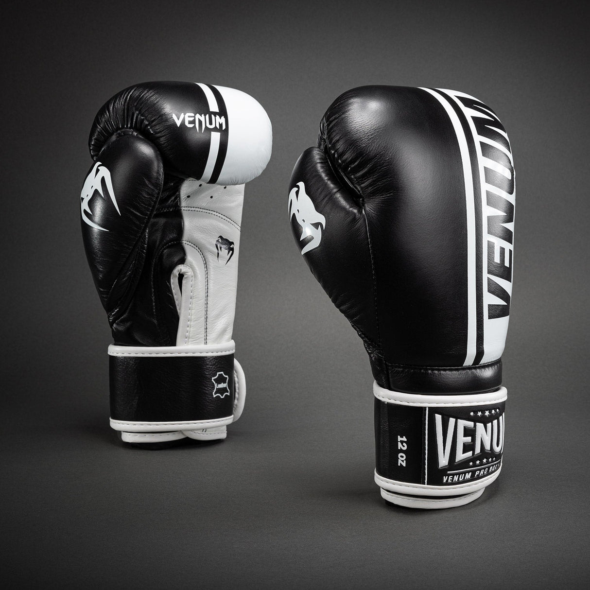 Venum Shield Pro Boxing Gloves with Velcro Black/White - front