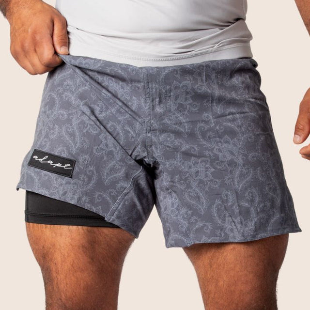 Adapt Jiu-Jitsu Dual-Layer Combination Shorts Dark Grey Paisley