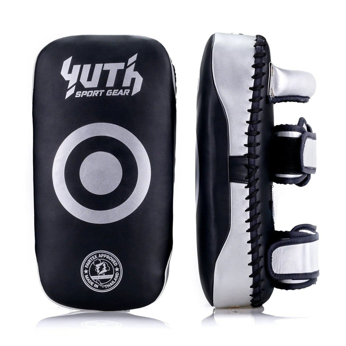 Yuth Thai Kick Pads - Black/Silver