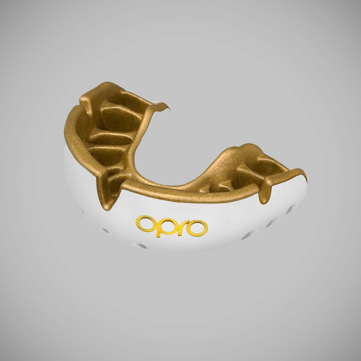 White/Gold Opro Junior Gold Self-Fit Mouth Guard from Made4Fighters