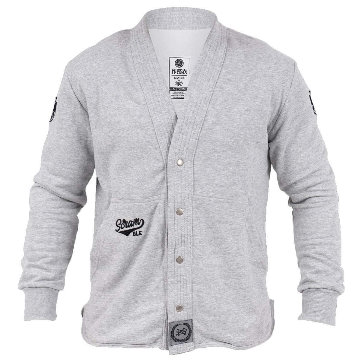 Grey Crew-Neck Cardigan Sweater