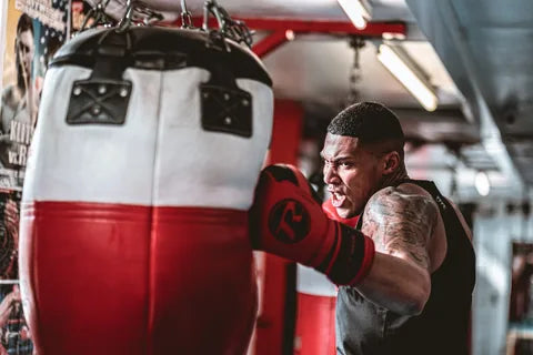 Boxer training with Ringside gloves and a punch bag