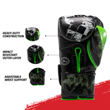 Bravose Limited Edition 16oz Velcro Boxing Gloves Black & Green