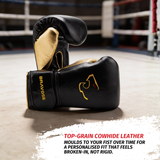 Bravose Elite Pro 2.0 Velcro Boxing Gloves Black & Gold