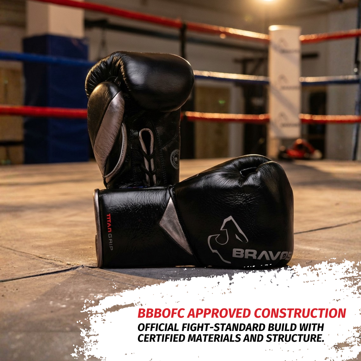 Bravose Titan Grip BBBOFC Horsehair Professional Fight Gloves