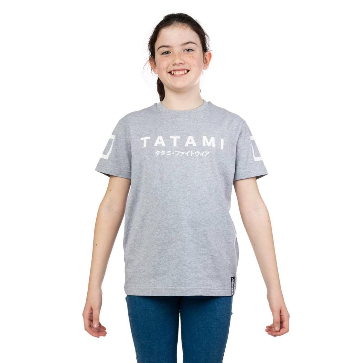 Camiseta cinza tatami luta infantil katakana