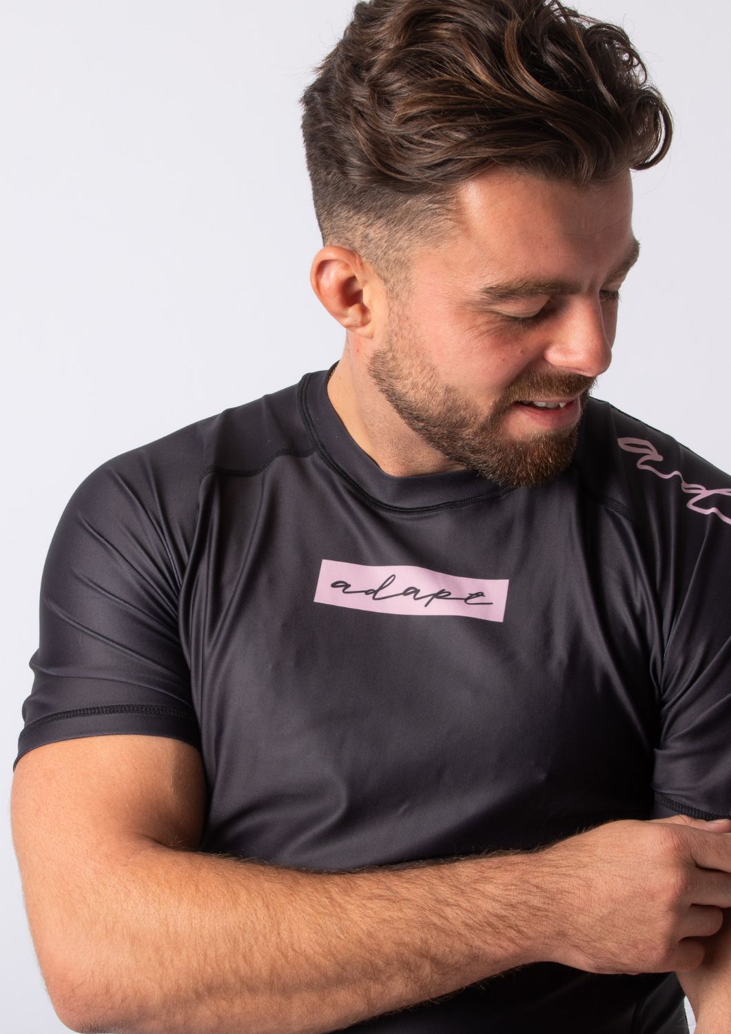 Adapt Jiu-Jitsu Mens Original Rash Guard Pink on Black