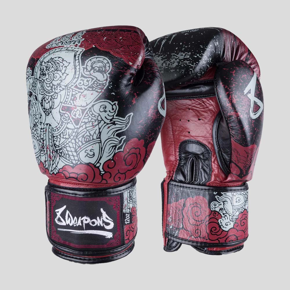 8 Weapons Hanuman Yant Boxing Gloves Black/Red