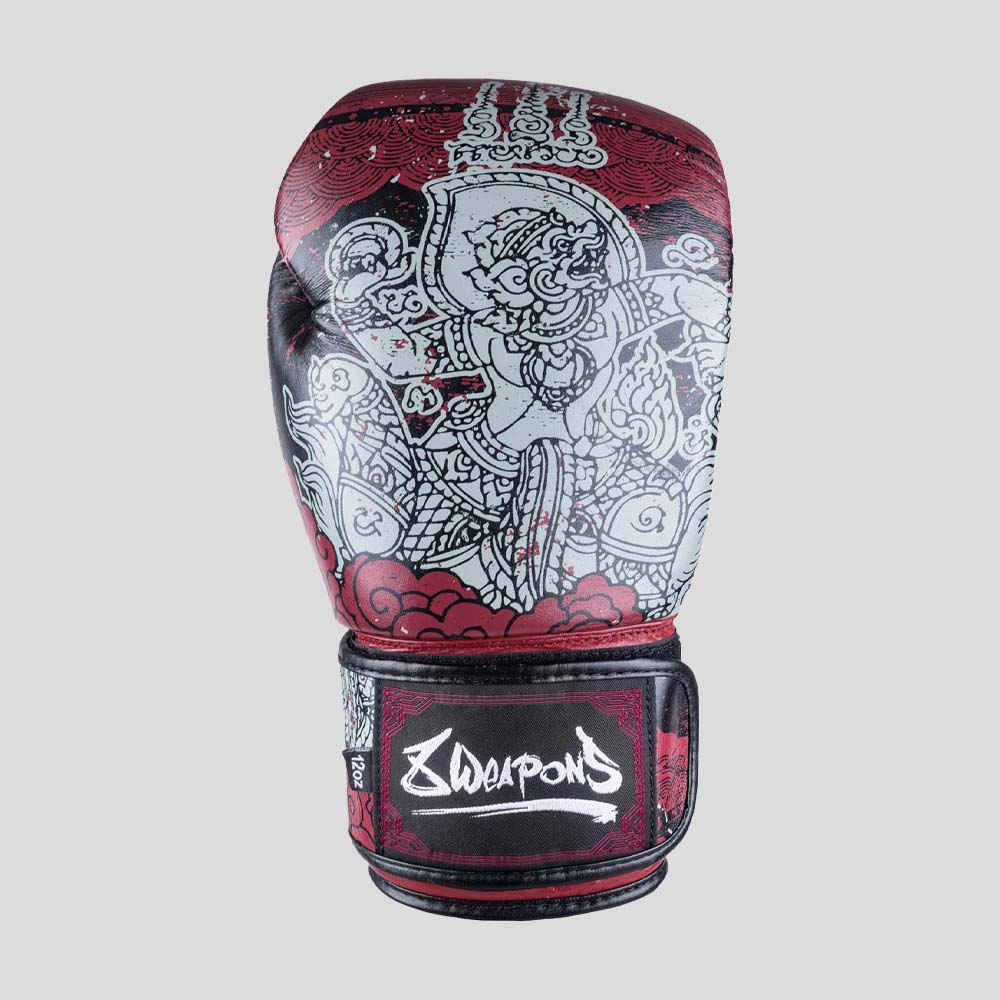 8 Weapons Hanuman Yant Boxing Gloves Black/Red