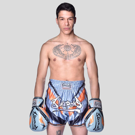 8 Weapons Shift Muay Thai Shorts Ice Grey/Orange