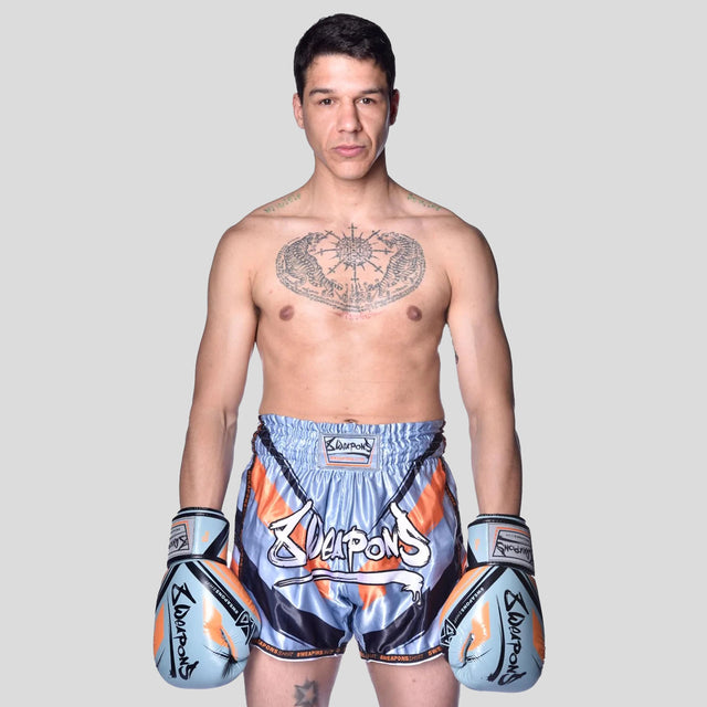 8 Weapons Shift Muay Thai Shorts Ice Grey/Orange