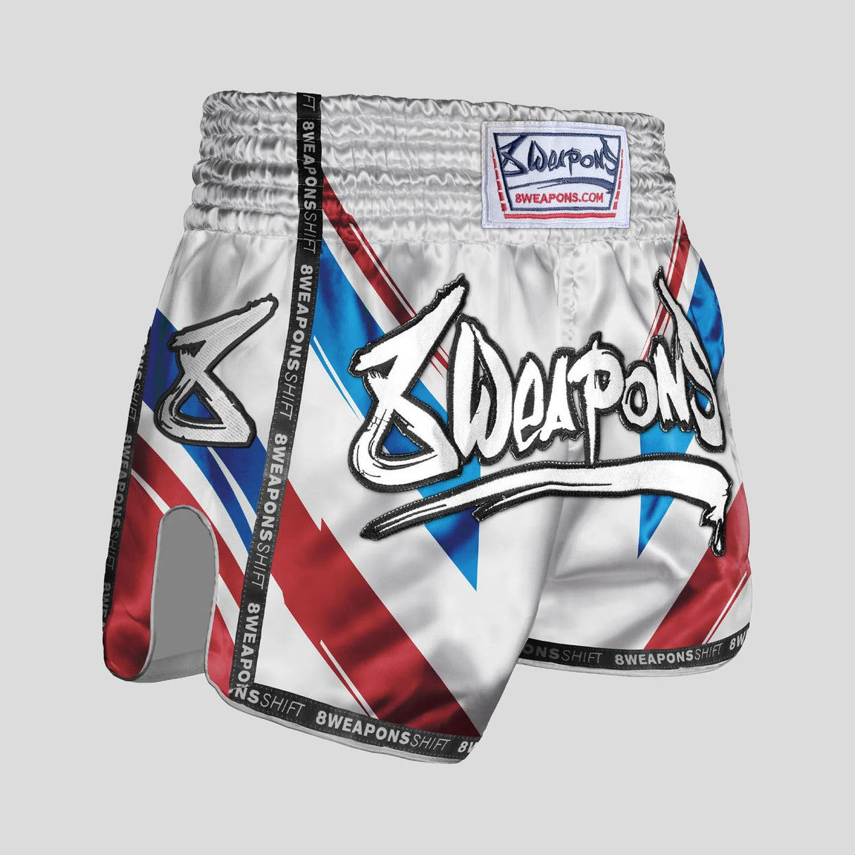 8 Weapons Shift Muay Thai Shorts White/Navy/Red
