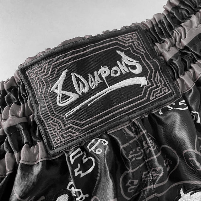 8 Weapons 8 Ways Yant 2.0 Muay Thai Shorts Black/Black - view 3