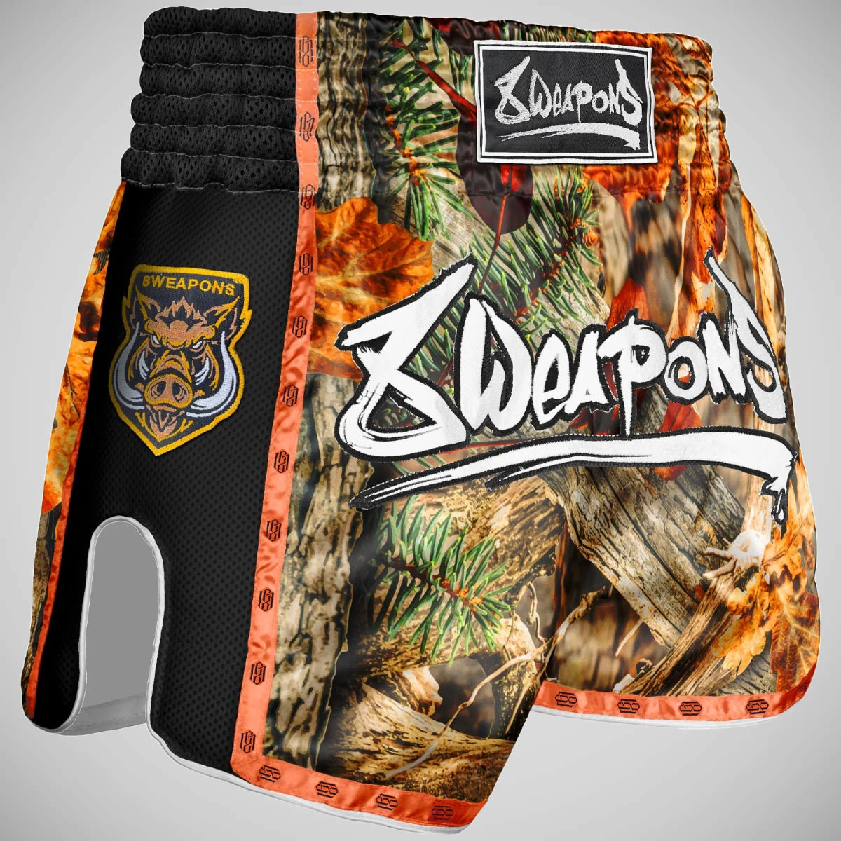 8 Weapons Hunter Sonbahar Camo Muay Thai şort siyah/turuncu