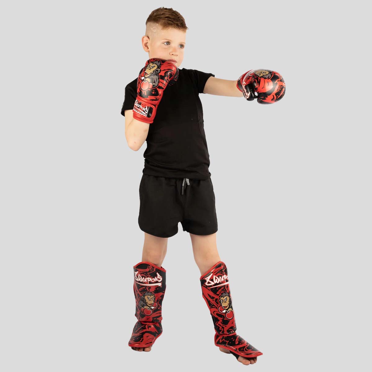 8 Weapons Joe Kids Shin Guards schwarz/rot