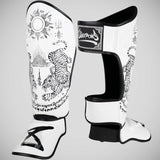 8 Weapons Sak Yant Tiger Shin Guards White/Black