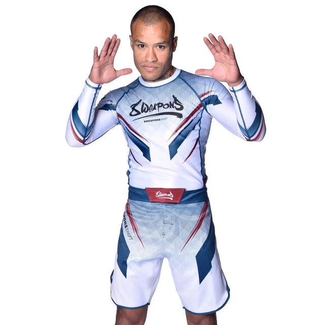 8 Weapons Shift Fight Shorts White/Navy/Red