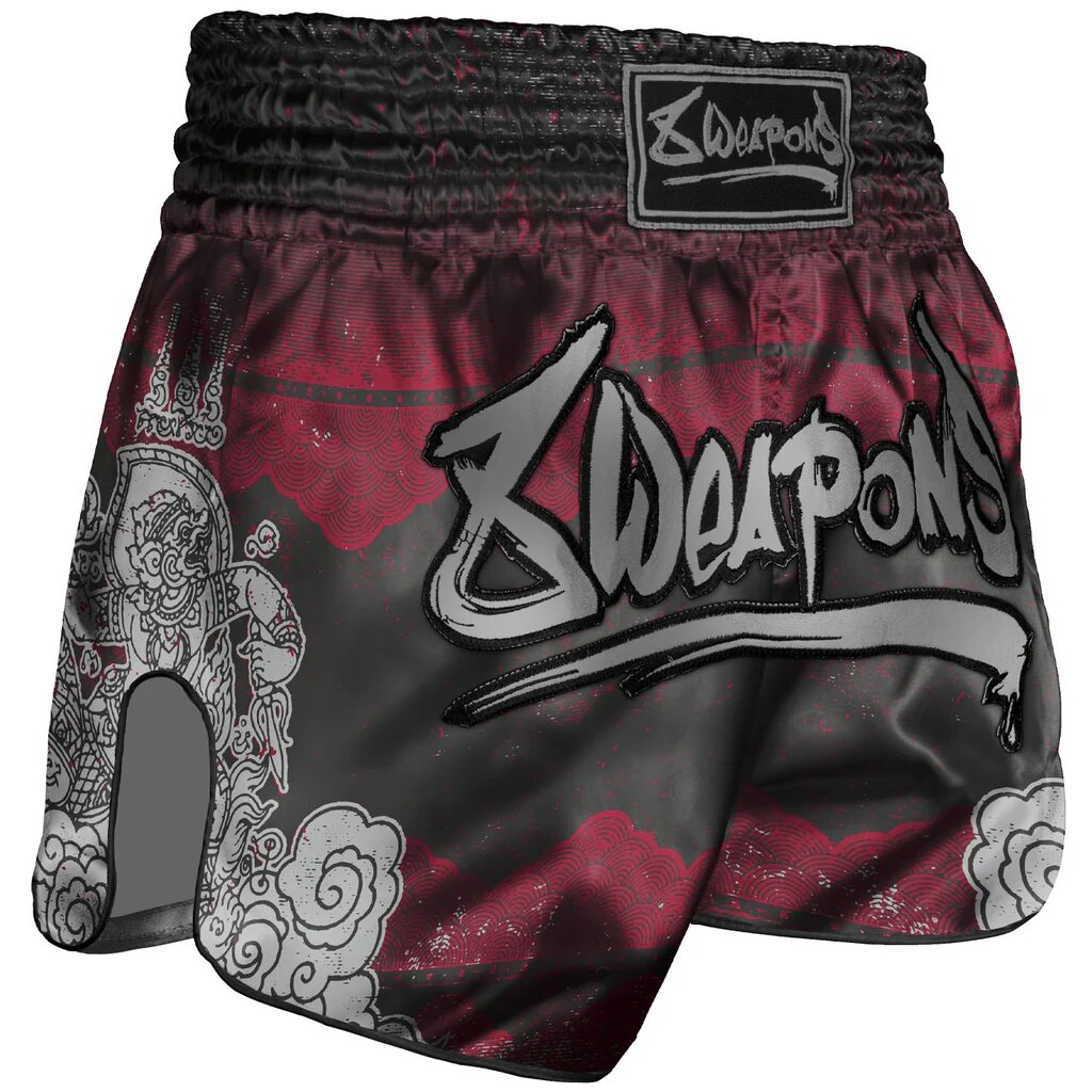 8 Weapons Hanuman Muay Thai Shorts Black/Rot