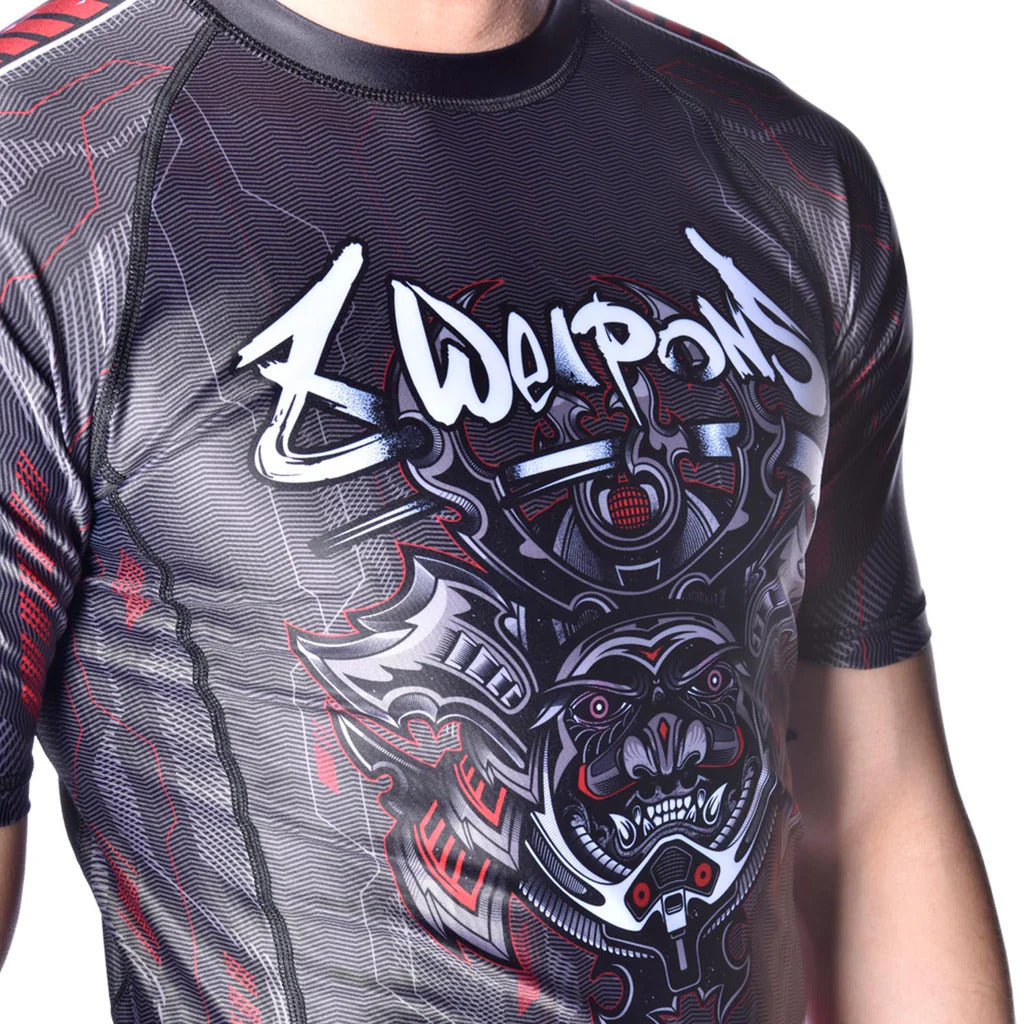 8 Weapons Samurai 2.0 Kurzarm Hautausschlagsschutz schwarz/rot