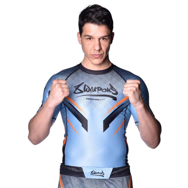 8 Weapons Shift Short Sleeve Rash Guard Ice Grey/Orange