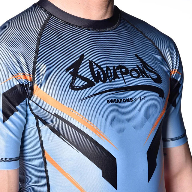 8 Weapons Shift Short Sleeve Rash Guard Ice Grey/Orange