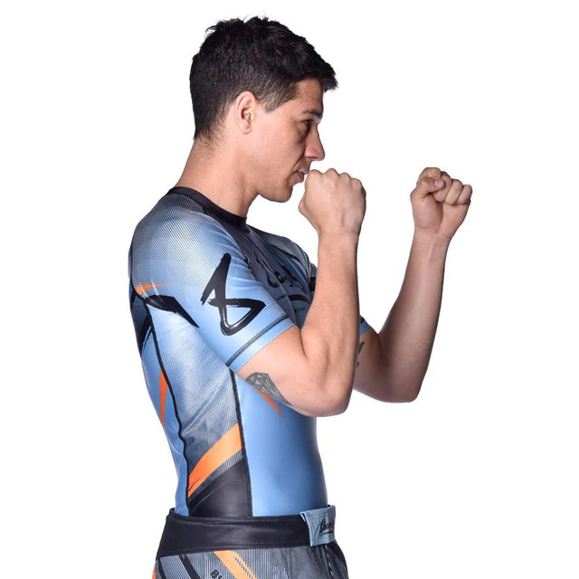 8 Weapons Shift Short Sleeve Rash Guard Ice Grey/Orange